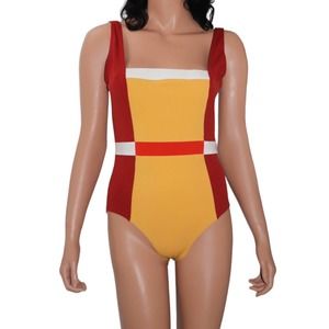 Hermes One Piece Colorblock Swimsuit Size 42